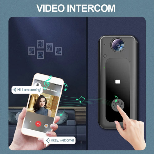 Doorbell Camera Wireless with Chime, Video Doorbell,Smart Wireless Remote Video Doorbell Intelligent Visual Doorbell Home Intercom HD Night Vision Wifi Rechargeable Security Door Doorbell